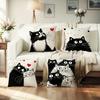 45x45cm Black and White Cat Pillowcase Polyester Cute Cartoon Home Decoration