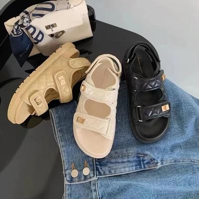 Mode Hochwertige Plateausandalen Damen Breite Riemen Plateau Offene Zehensandalen für Damen Weibliche Flache Sandale Sommer Damenschuhe