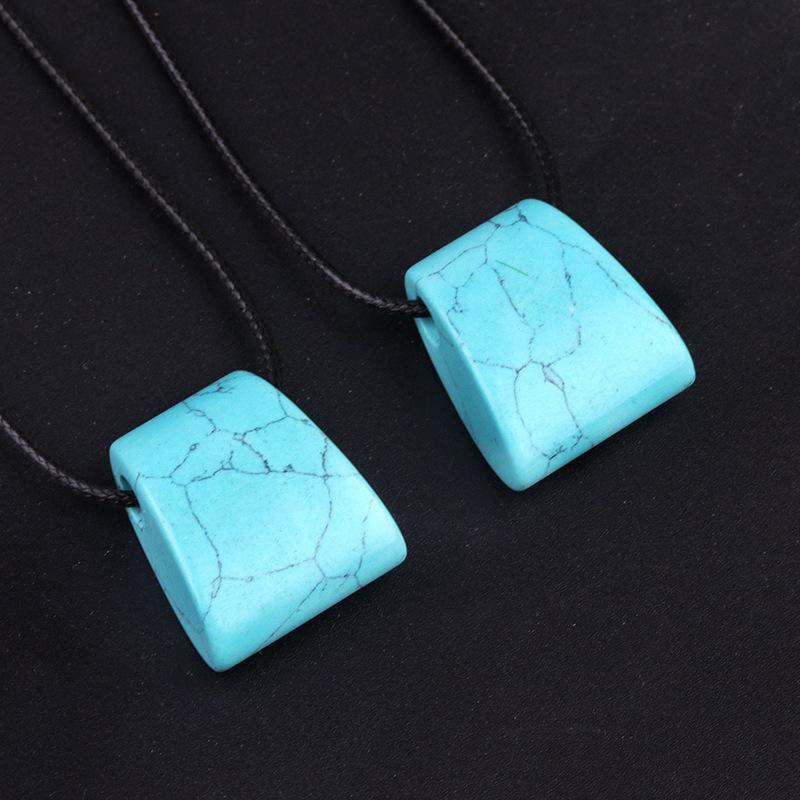 Unisex Natural Agate Crystal Stone Axe-Shaped Large Hole Pendant DIY Wear Thick Rope Exaggerated Ethnic Style Charm Necklace