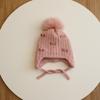 Winter Baby Girls Hat Double-Layer Cute Bows Knitted Hats Ear Protection Warm Beanie Big Pompom Kids Accessories 2-6 Years Old