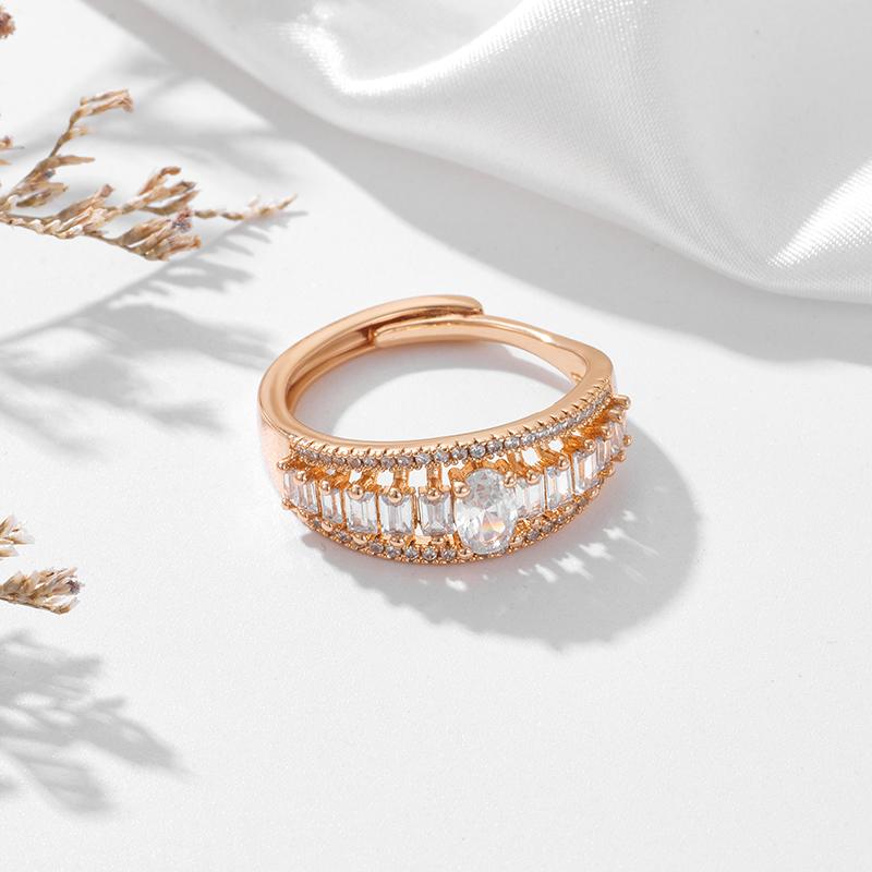 Kinel Luxury Natural Zirconia Full Pave Ring For Women Size Adjustable