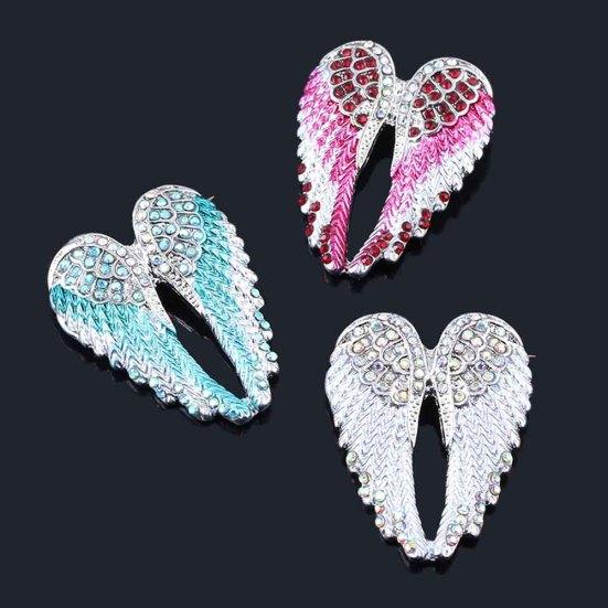 Women Rhinestone Inlaid Angel Wing Brooch Pin Cardigan Scarf Corsage Badge Decor