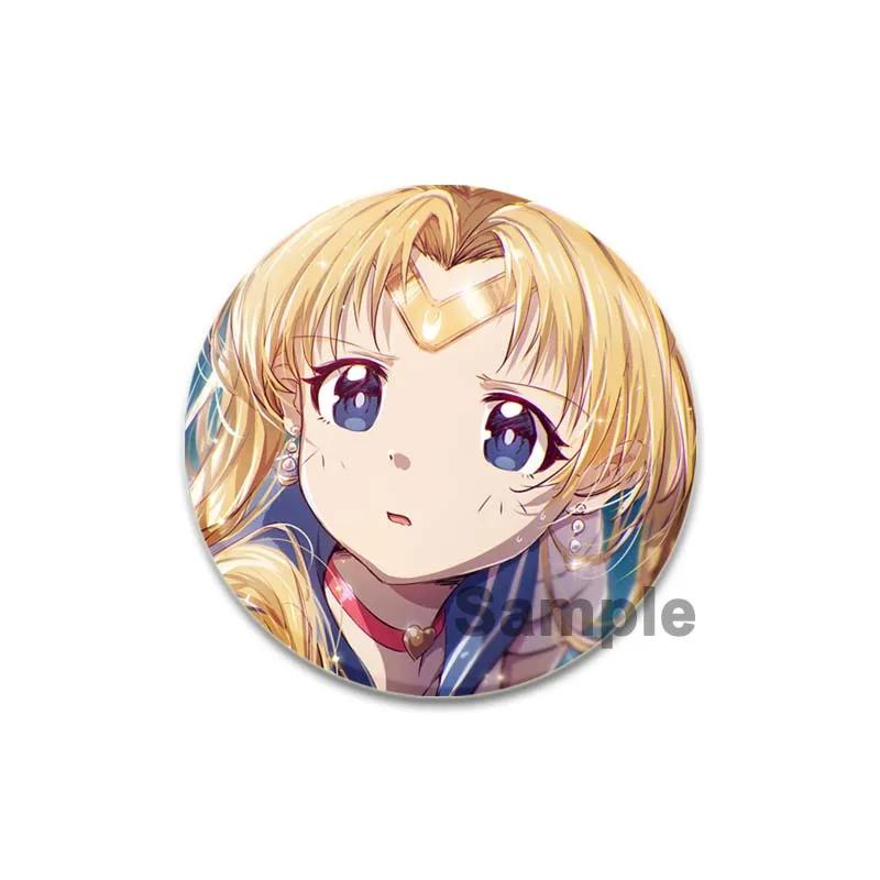 

32/44/58 мм аніме Сейлор Мун Брошки Мила мультяшна фігурка Цукіно Усагі Чібіуса Амі Рей Макото Значок Брошка Куртка Джинси Лацкан Булавка Подарунок 32mm