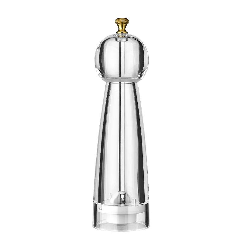 1pcs Manual Round Head Pepper Sea Salt Grinder Acrylic Acacia Wood Grinder Ceramic Core Kitchen Tools