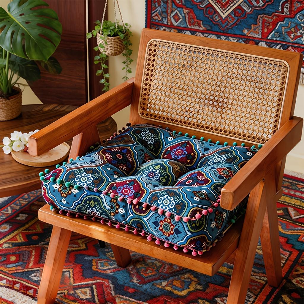 Boho Moroccan Floor Cushion, Thick Soft Square Seat Pillow, Comfortable Meditation Mat for Tatami, Living Room & Home Decor