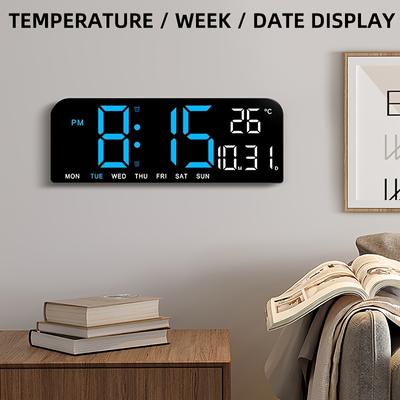 Reloj Despertador LED de Pantalla Grande TIMESS, Puede Mostrar Semana y Temperatura y Humedad, Se Puede Temporizar, Adecuado para Colocar en el Escritorio del Dormitorio