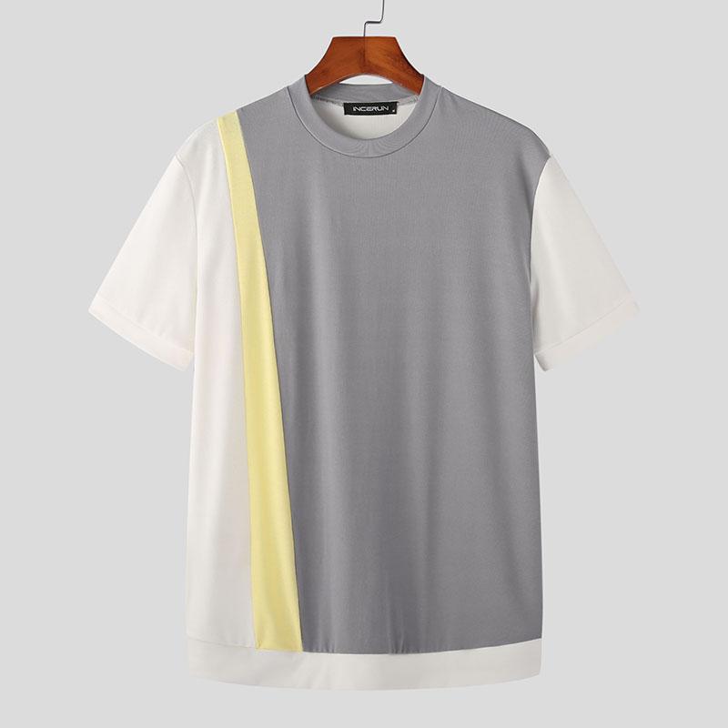 

INCERUN Летние мужские цветные топы с короткими рукавами M белый