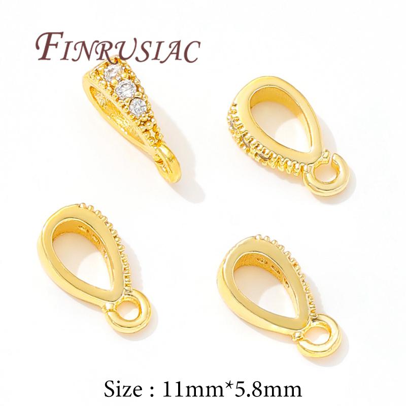 14K Gold Plated Bails For Pendant with Open Ring Findings Brass Bailes For Jewelry DIY Necklace Accessories Connectors 3 pieces