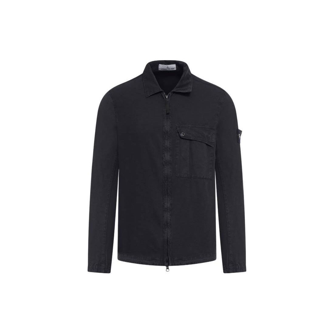 

STONE ISLAND Ss24 Карманный Выстиранный Потертый Хлопок с Начесом Остроконечный Воротник Двусторонняя Молния Куртка-Рубашка Мужская Куртка Черный 8015119WN-V0120 XXL