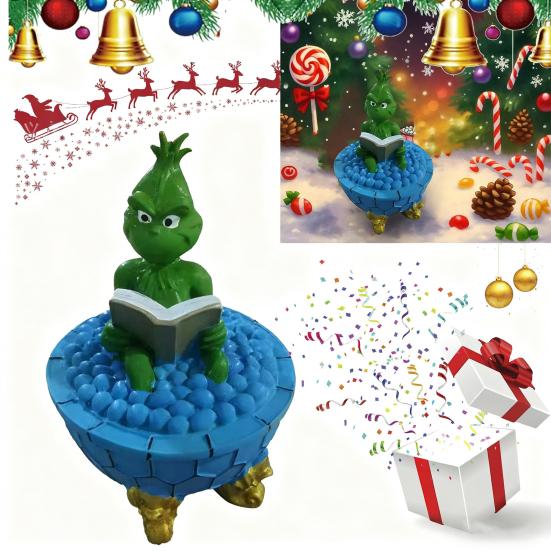 Christmas Santa Claus Bubble Bath Lamp 3D Santa Reading A Book In Bathtub Sculpture Cute Resin Night Light for Desktop Decor