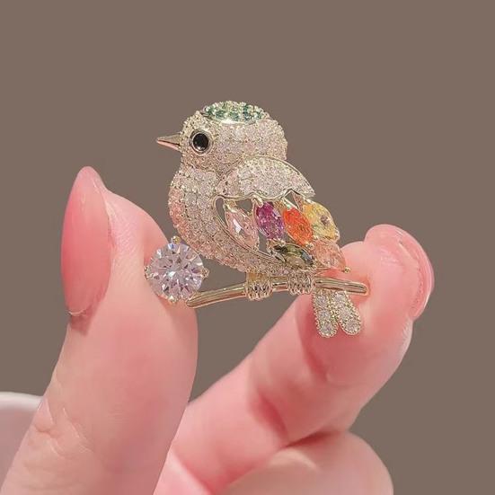 Rhinestone Brooch Sparkly Bird Butterfly Leaves Lapel Pin Women Sunflower Brooch Pin for Sweaters Hats Coats Scarves