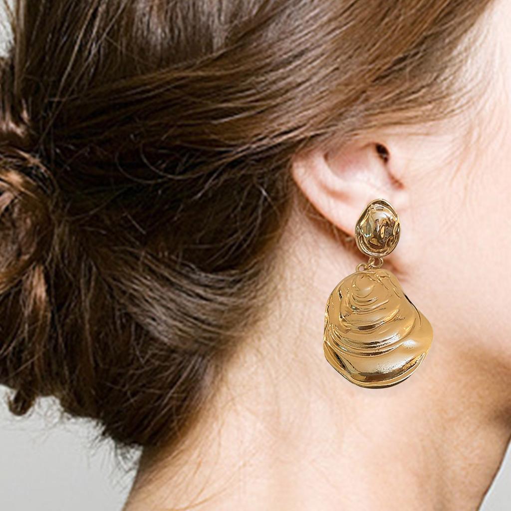Lightweight Hammered Drop Earrings Stylish Gold/Silver Plated Drop Earrings for Women with a Modern Geometric Twist