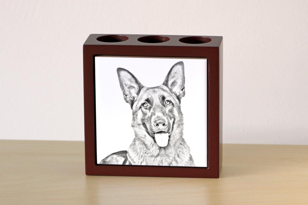 German Shepherd Dog, Alsatian Wolf Dog – Pen holder with a dog, desk organizer with a print | Art-Dog