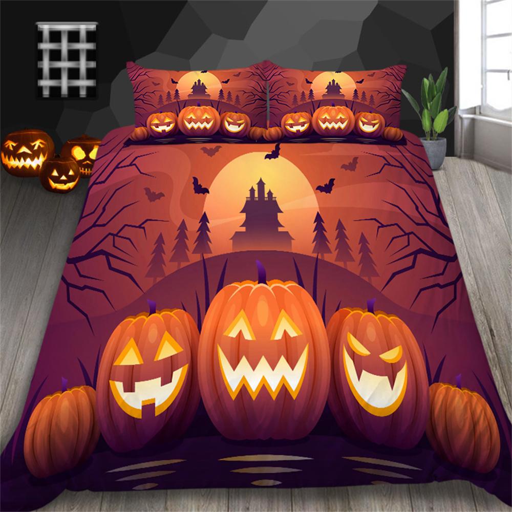 Halloween Duvet Cover Set Fashion Bedding Cover Suit King Size Bedding Teen Adluts Breathable Bedding Cover