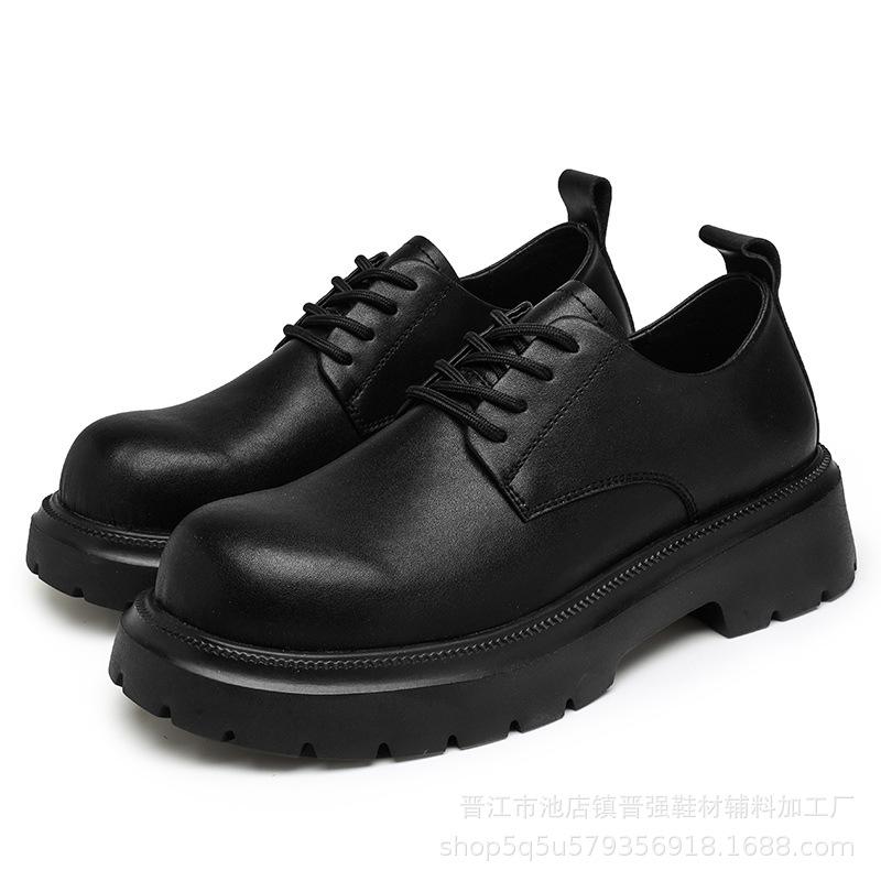 

Мужские туфли дерби высокого класса, новые, на толстой подошве, увеличивающие рост, из коровьей кожи, повседневные, модные, для通勤, черные туфли с большим носком 39 чёрный