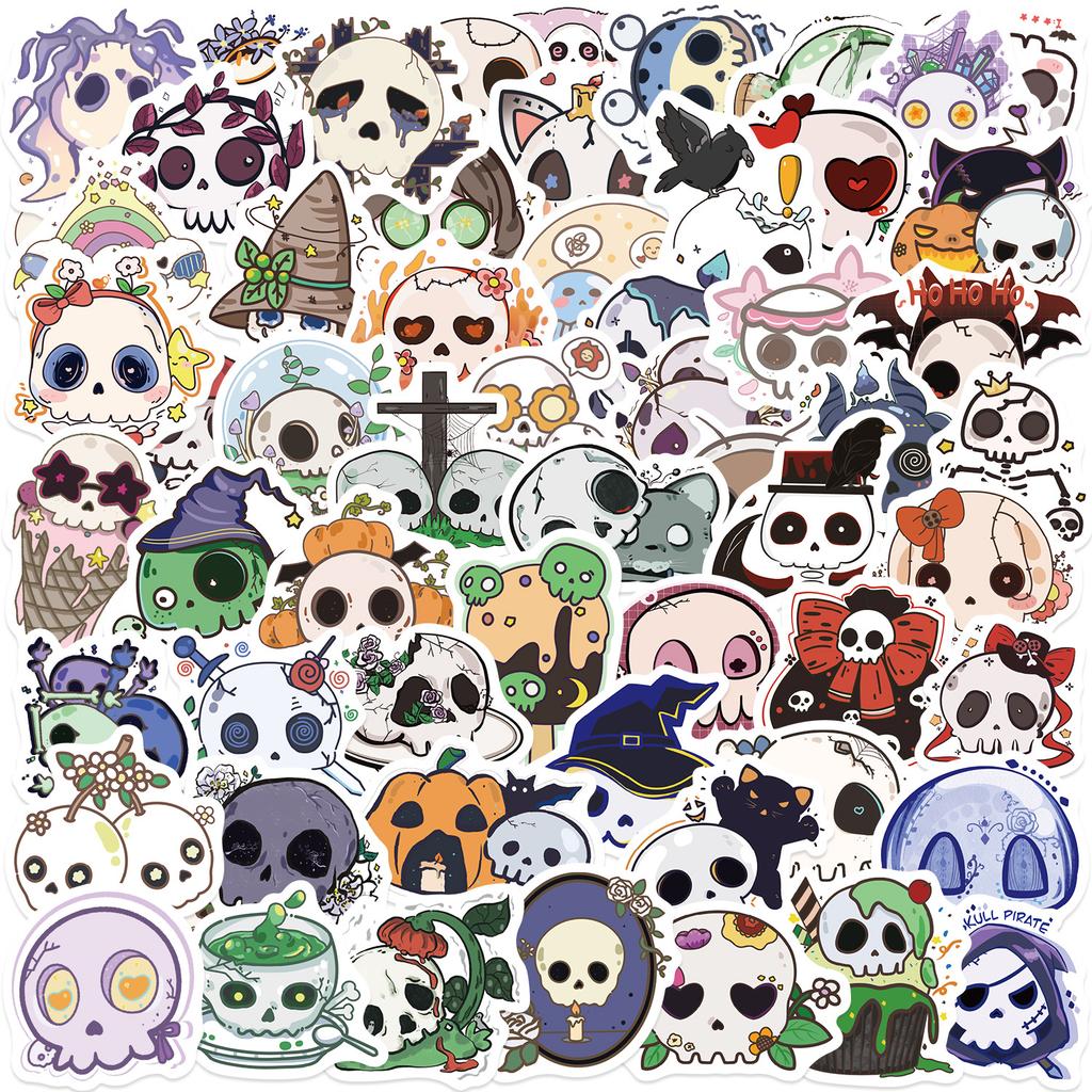 60 Groovy Skull Halloween Graffiti Stickers Decorate Guitar Notebook Suitcase DIY