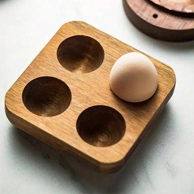 1Pc Multi-Grids Acacia Wood Egg Tray Wooden Baked Egg Storage Tray Scandinavian Pastoral Style Duck Egg Storage Box 
