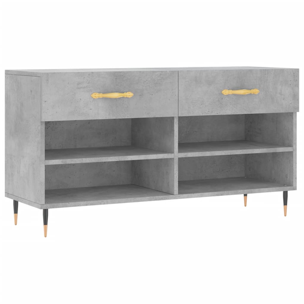 Shoe Bench Concrete Grey 102x35x55 cm Wood Based Panel