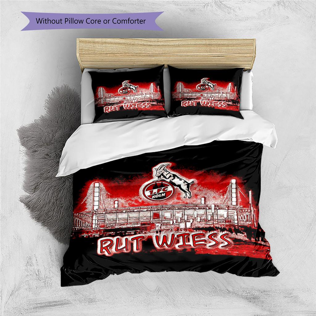 Biancheria da letto con motivo logo FC Köln Decorazione per la casa Regalo di compleanno ( 1 copripiumino + 2 federe, senza imbottitura),merchandising per fan.