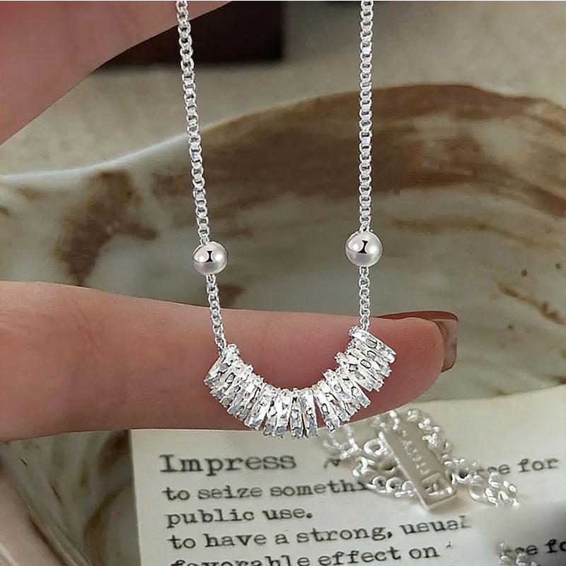 S925 Sterling Silver Necklaces For Women Simple Minimalist Pendant Necklaces Cross Ball Circle Necklace Birthday Gift
