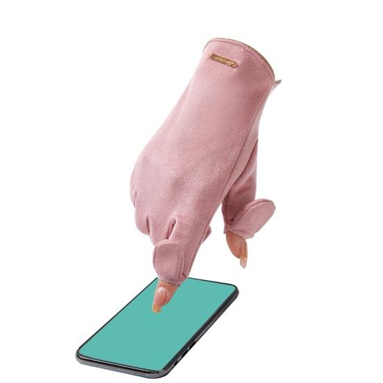 1 Pair Winter Padded Warm Gloves Solid Color Touch Screen Design Windproof Wear Resistant Riding Ski Gloves for Women