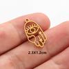 6pcs Real Gold Plated Blue/Dark Blue Rhinestone Evil Eye Pendant Stainless Steel Turkish Eye Charms For Jewelry Making Supplies