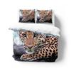 Animal Print Duvet Cover Set Leopard 3D Bed Linen Twin/Queen/140x200,Ultra-Soft Polyester Bedding, Machine Washable Home Decor