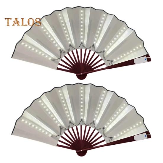 2 Pcs LED Lighted Dance Fans Foldable Handheld Rave Fans Light-up Folding Fans for Stage Performance Birthday Party Wedding