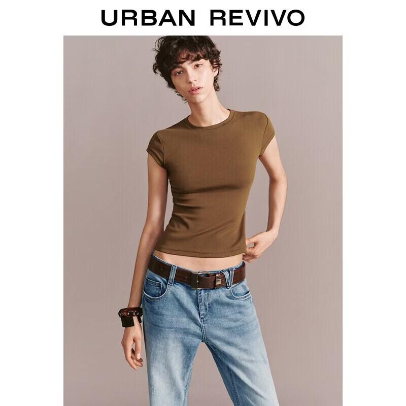 UR2026 Women s Round Neck Slim Fit T-Shirt XL коричневый
