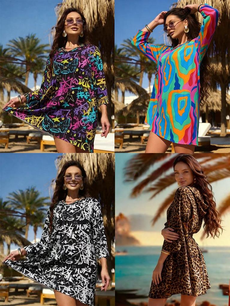 Copricostume da Spiaggia in Rete Protezione Solare Europeo e Americano - Copricostume Costume da Bagno Intero a Sette Maniche