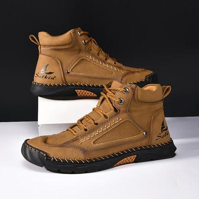 Handmade Split Leather Boots Men Shoes Comfortable Ankle Boots For Men Casual Shoes Large Size Tooling Shoes