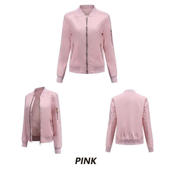 Women's Casual Cotton Bomber Jacket Stand Collar Slim Fit Long Sleeve Thick Outerwear Basic Coats Ladies Motorcycle Fashion