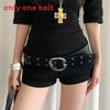 Punk Style Wide Pu Belt For Women With Metal Buckle For Dress And Jeans