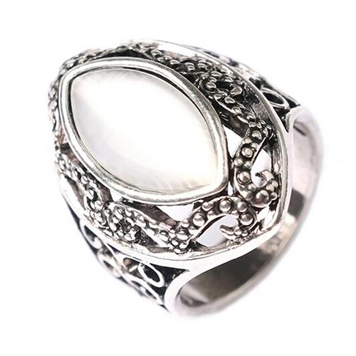 Damen-Ehering-Schmuck im königlichen Stil, hohl, großes Harz, Party-Ehering