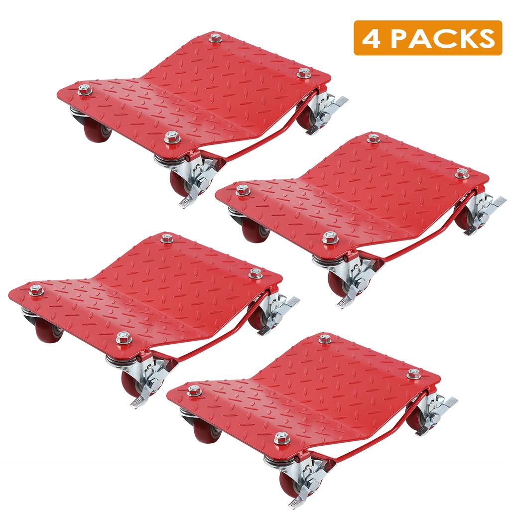 Car Tire Wheel Trolley Dollies 2/4PCS 1500lb Each Weight Capacity Vehicle Skate Moving Tire with 4 Casters Auto Repair Mover Tire Chucks 1