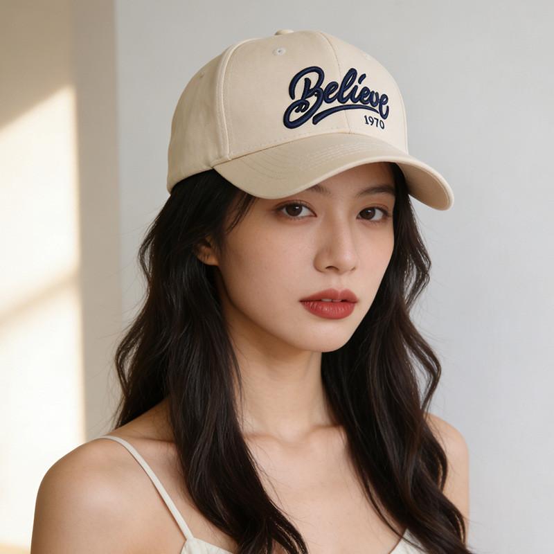 Cotton Baseball Cap With Embroidered For Summer Sun Protection
