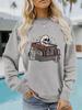 European & American Women's Halloween Print Long Sleeve Crew Neck Sweatshirt