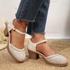 Fashion Ankle Strap High Heels Sandals for Women 2025 Summer Hollow Out Breathable Pumps Woman Comfortable Chunky Heeled Mary Jane Shoes
