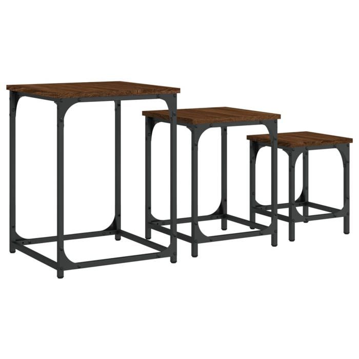 VidaXL Tables basses gigognes 3 pcs chêne marron bois d'ingénierie 838927