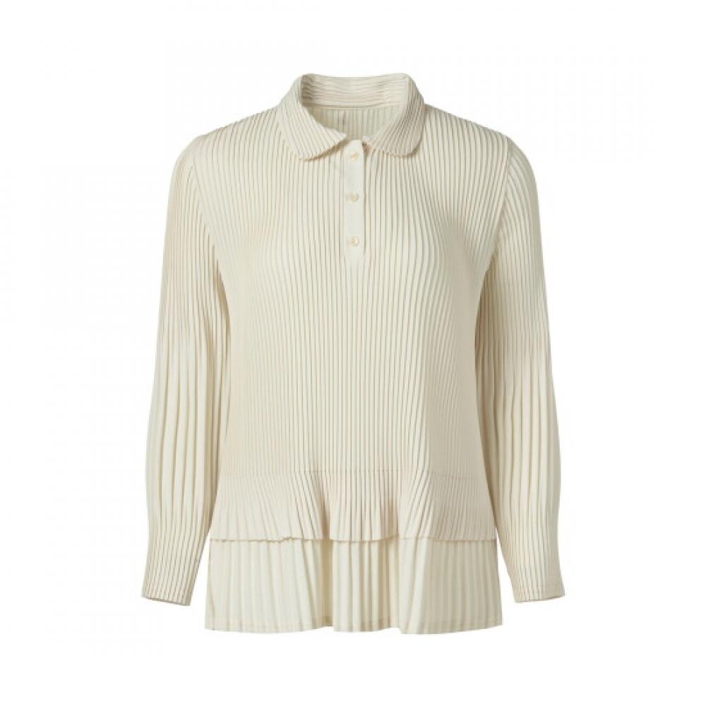 Pleats Me Crepe Flare Button Blouse Ppblw325001