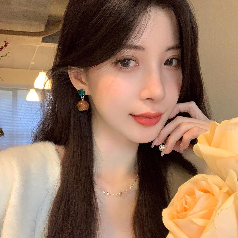 Multicolor Enamel and Resin Geometric Earrings for Women - Internet Celebrity Style