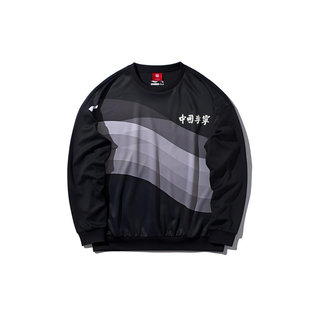 Li Ning Sweatshirts Men's Standard Black Crew Neck Moderate Regular AWDP735-1