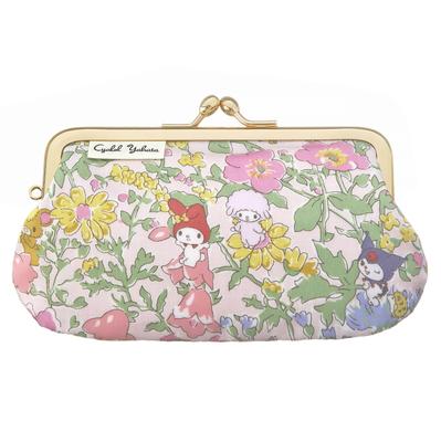My Melody Clasp Mini Sanrio Liberty Print Floral Small Cosmetic Cute and Made In Japan Party Pouch, Character, Print, Pouch, Stylish, (Melody's Pink)