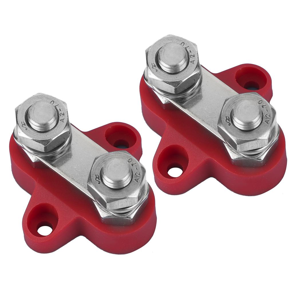 2pcs 5 16in M8 Terminal Stud Red Heavy Duty Wiring Junction Block Parts for 12‑48V Trucks RVs Boats
