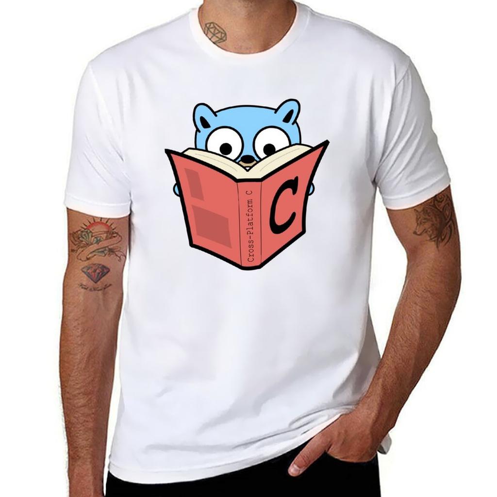 Go C Go Gopher With C Book (Navy) Tshirt Basic Crew Neck Short Sleeve Top