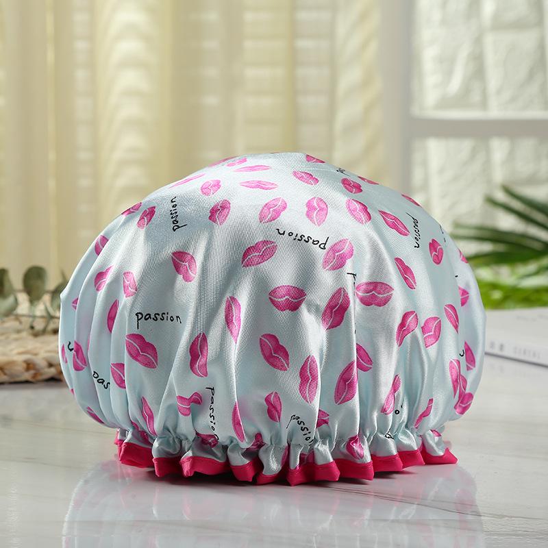 Double-Layer Waterproof Adult Bath & Hair Cap - Makeup, Kitchen, Anti-Oil, Thickened; Customizable Logo