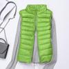 Women's Lightweight Down Vest, Korean Style, Stand-Up Collar, Slim-Fit, Sleeveless Jacket for Autumn and Winter.