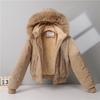 New Style Fur Collar Down Jacket for Women, Korean Style Short Plus Velvet Jacket, Winter Thickened Cotton Jacket for Little People