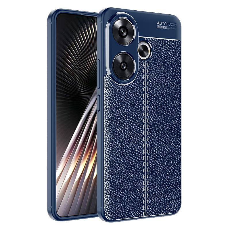 

For Xiaomi Redmi Turbo 3 5G/Poco F6 5G Cell Phone Cases Non-Slip Grip Litchi Texture TPU Shell Blue