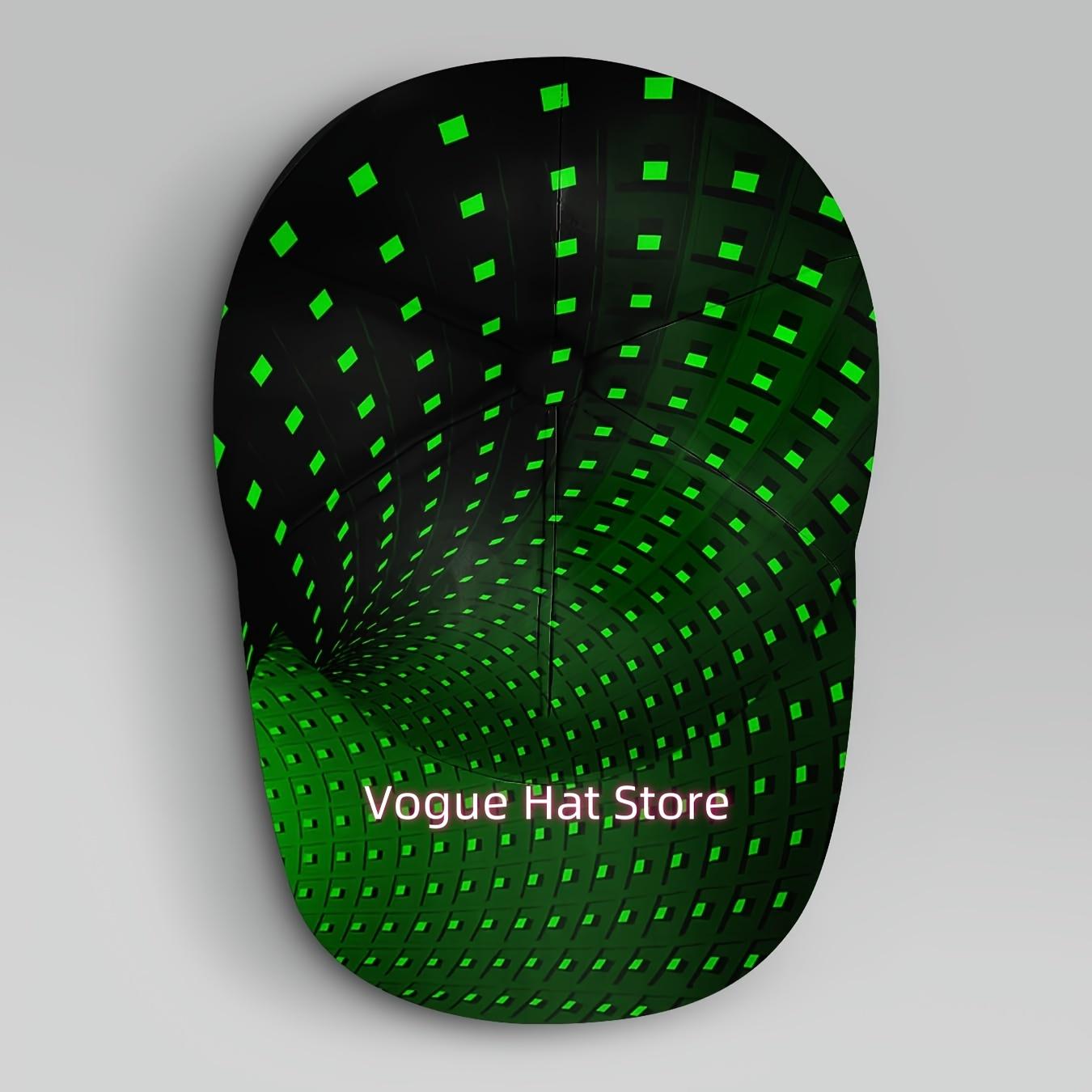 1Pc Stylish Green Square Gradient Unisex 3D Full-Printed Baseball Cap, Tech-Sensitive Digital Print Design, Trendy Urban Style,